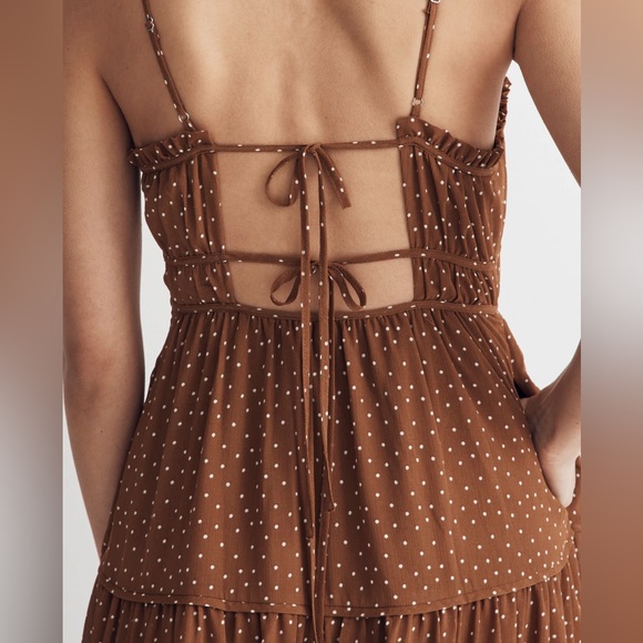 MADEWELL Sophia Cani Tiered midi Dress in Dot size 0 in Sepia sun dress - Picture 8 of 9